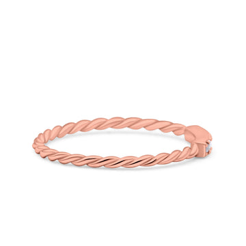 Half Eternity Ring Wedding Engagement Rope Band Round Rose Tone, Simulated CZ 925 Sterling Silver (2mm)